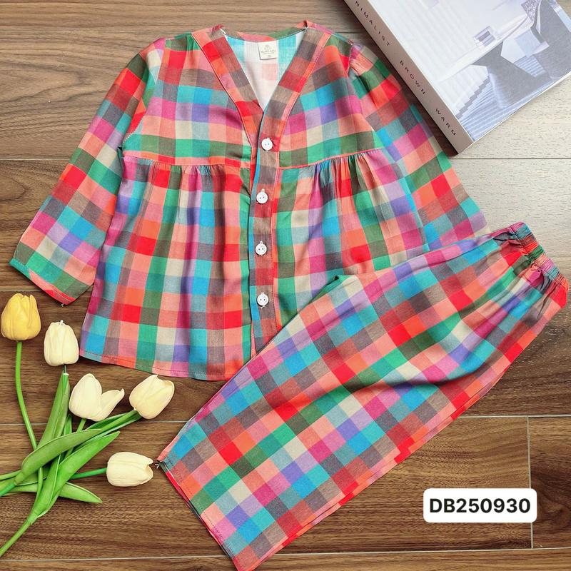 (MUA 5 TẶNG 1) SALE (FORM RỘNG) DB250930 Bộ tole dài cổ Y Mẹ và Bé 10kg-68kg babydoll tay dài quần dài với chất liệu tole lanh loại 1 mềm mát. MinMin Baby