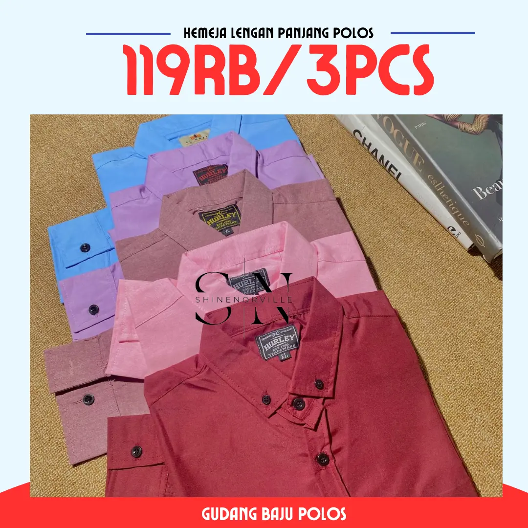 Kemeja Polos Lengan Panjang Paket Usaha Harga Termurah (3 pcs)