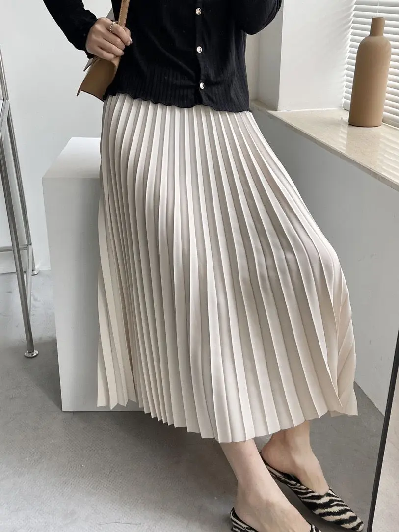 Rok Plisket Jumbo Mayung Premium BB 60-80 Korean Style Panjang Putih Hitam Nyaman Wanita