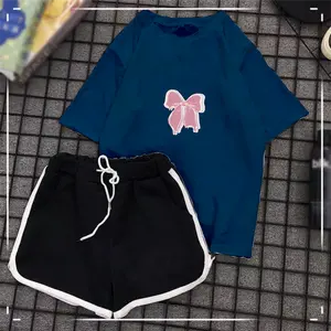 Luwi Kids Setelan Wanita Hotpant Gambar Pita Fashion Celana Pakaian Baju