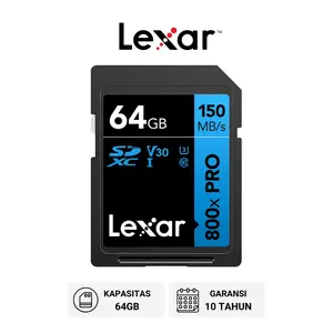 Lexar SDHC/SDXC High Performance 800x PRO UHS-I V10/V30 Original - 32GB / 64GB / 128GB / 256GB