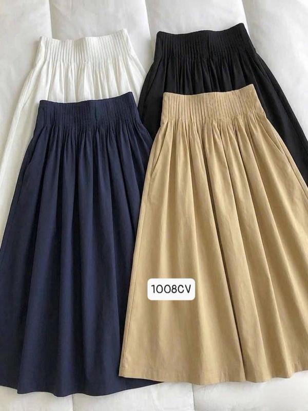 Chân Váy Cạp Chun Bản To Dấu Bụng Chất Thô Dáng Midi 1008CV