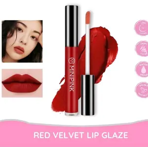 MINIPINK Lip Glaze Matte Liquid Lipstick Glamour Red 6 Warna Pilihan Tahan Lama & Tidak Luntur