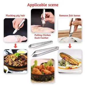 2pcs Stainless Fish Bone Tweezers Pincer Clip Puller Remover Tongs Fish Bone Plucking Clamp garlic peeler Hair removal clip