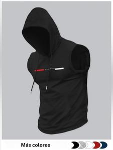 Chaleco con capucha para hombre con estampado de dibujos animados, corte regular, chaleco sin mangas casual para verano, ropa de moda para hombre para uso diario