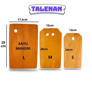 Talenan Kayu Mahoni Alami Alas Potong Alat Pengiris Kitchenware Tahan Lama 29cm x 17.5cm, 28cm x 15cm, 24cm x 13cm - Dapur