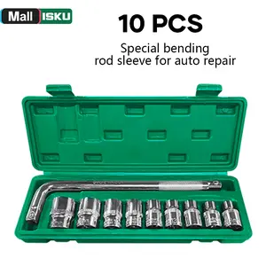 ISKU Kunci Sock Set 10 Pcs 1/2 Inch CR-V Socket Wrench Set Gagang L Otomotif Bengkel Bahan Baja Chrome Vanadium Tahan Torsi dan Anti Karat