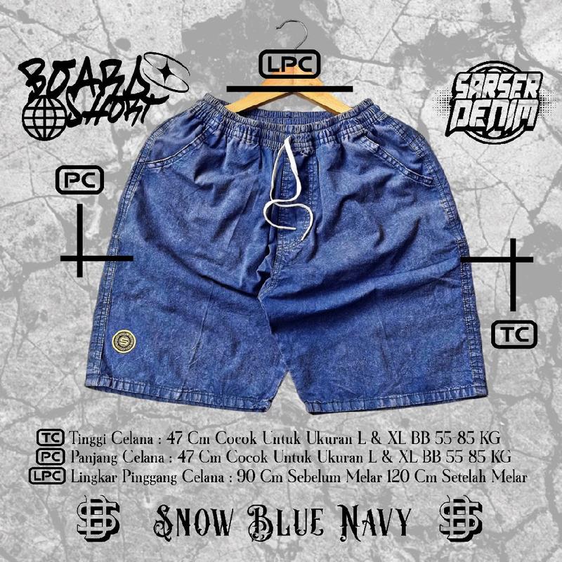 Boardshort Celana Pendek Pria Jeans Sea Wash Denim Kain Tebal Premium Quality Dark Blue Navy Celana Kolor Distro Surfing Pantai Santai Nyaman Celana Pendek Laki Laki Tren 2