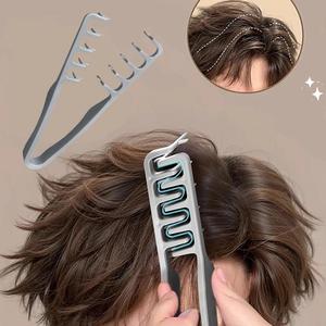 Peine de estilizado para cabello ancho Olumizing 2 en 1, Peine de estilizado texturizado y esponjoso para raíces, Estilo coreano de cubrir costuras, Peines para flequillo