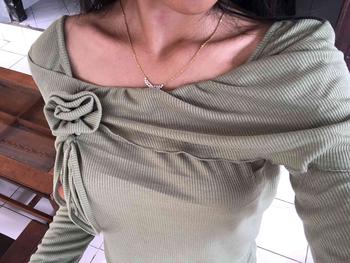 Product Review of KIYANA Cirebon Cloth - Flower Top / Long Sleeve Ribbon Coquette Knit Top / Atasan Knit Lengan Panjang Wanita Knitwear Crop Cardigan Baju Tangan Kerah from 𐙚**🫧 0