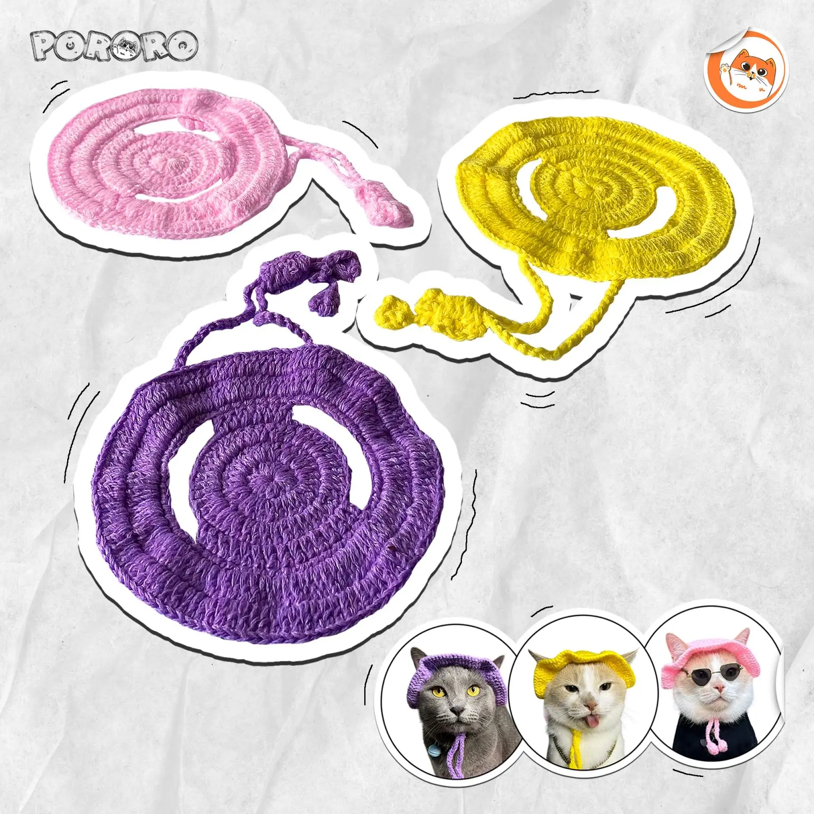 Pororo - Topi Rajut  Handmade Kucing Murah Lucu Aksesoris Hewan