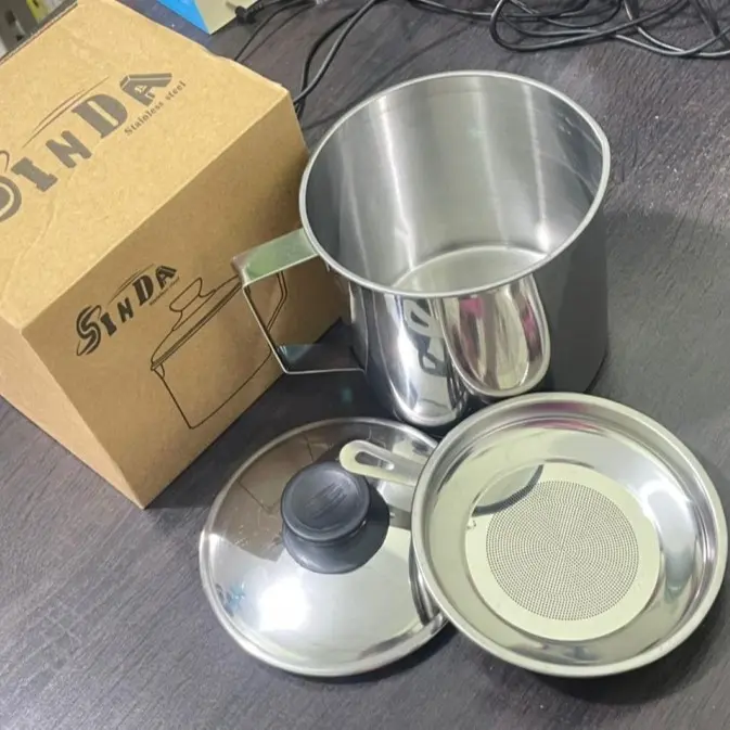 Oil Pot 1,3 Liter Tempat Saringan Minyak Bekas Goreng Stainless 12,5cm 5