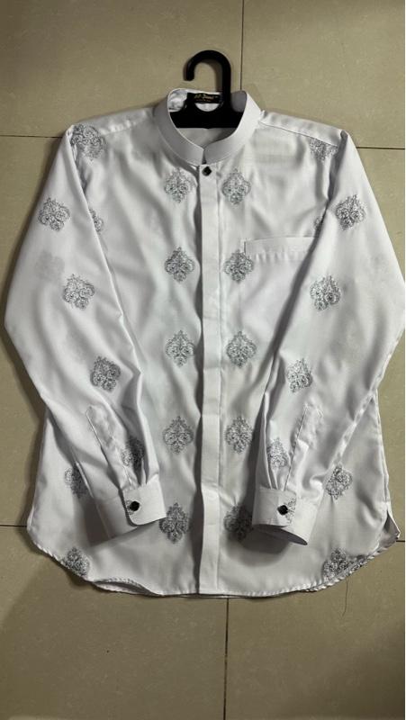 AL JAMI - ALIF kemeja koko sultan full bordir timbul batik trending lengan panjang manset katun toyobo baju muslim pria dewasa premium formal casual umroh SEO