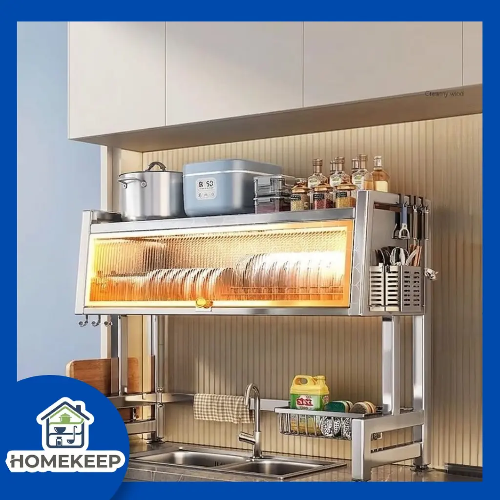HOMEKEEP RAK PIRING WASTAFEL DENGAN KABINET WASTAFEL CUCI PIRING STAINLESS