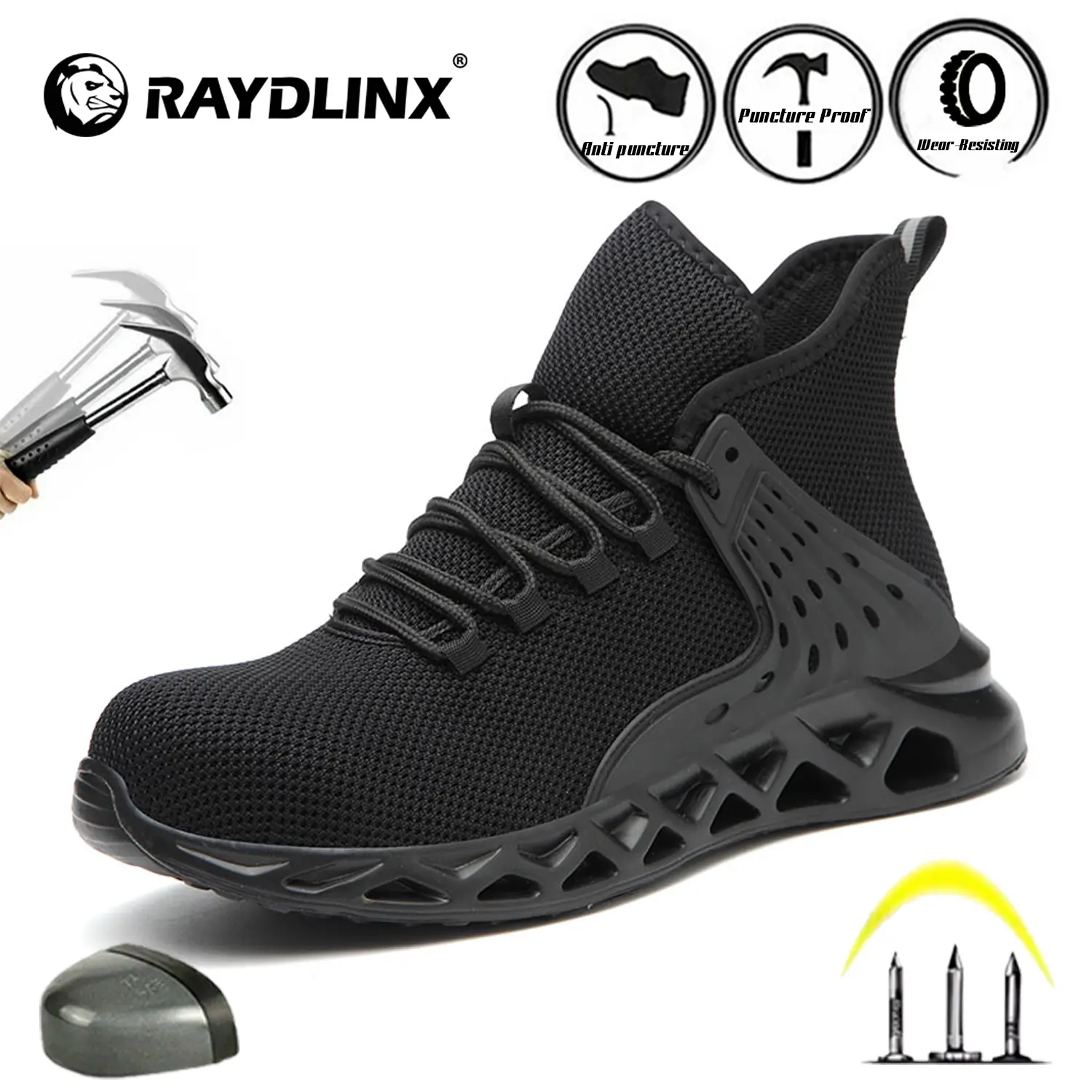 Work Steel Toe Safety Shoes Lightweight Industrial Sneakers Construction Working Shoes for Men Women Footwear Boy