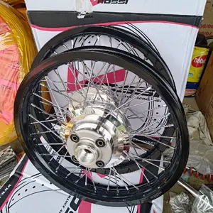 Paketan velg jari jari ruji Megapro Ring 17 lebar 160 185 Hitam gloss