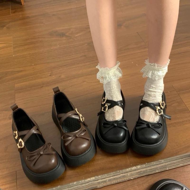  Giày oxford nữ 2 quai khóa nhỏ trái tim  dế cao 5cm T1125 mã ox-99 