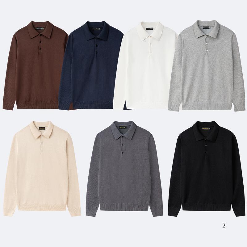  TOPGU Áo Len Nam Dệt Kim Cao Cấp Form Cleanfit Tôn Dáng Chất Liệu Len Mongtoghi Mỏng Co Giãn Linh Hoạt Size M L XL Màu Đen Be Ghi Áo Thun Cổ Bẻ Dài Tay Basic Phù Hợp 4 Mùa 