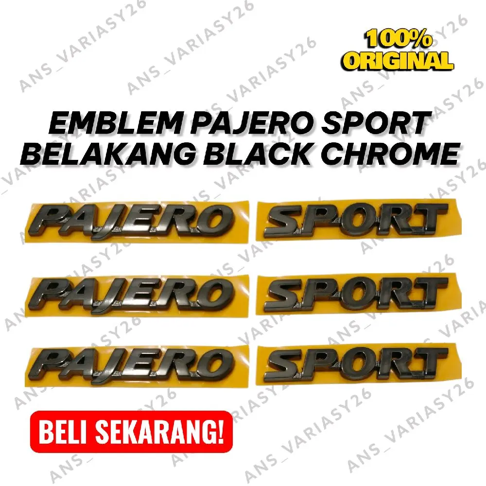 Emblem Pajero Sport Belakang Black Chrome 100% Original untuk Mobil Anda