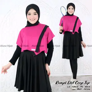 ROMPI LIST CROPTOP OLAHRAGA WANITA SPORT Atasan