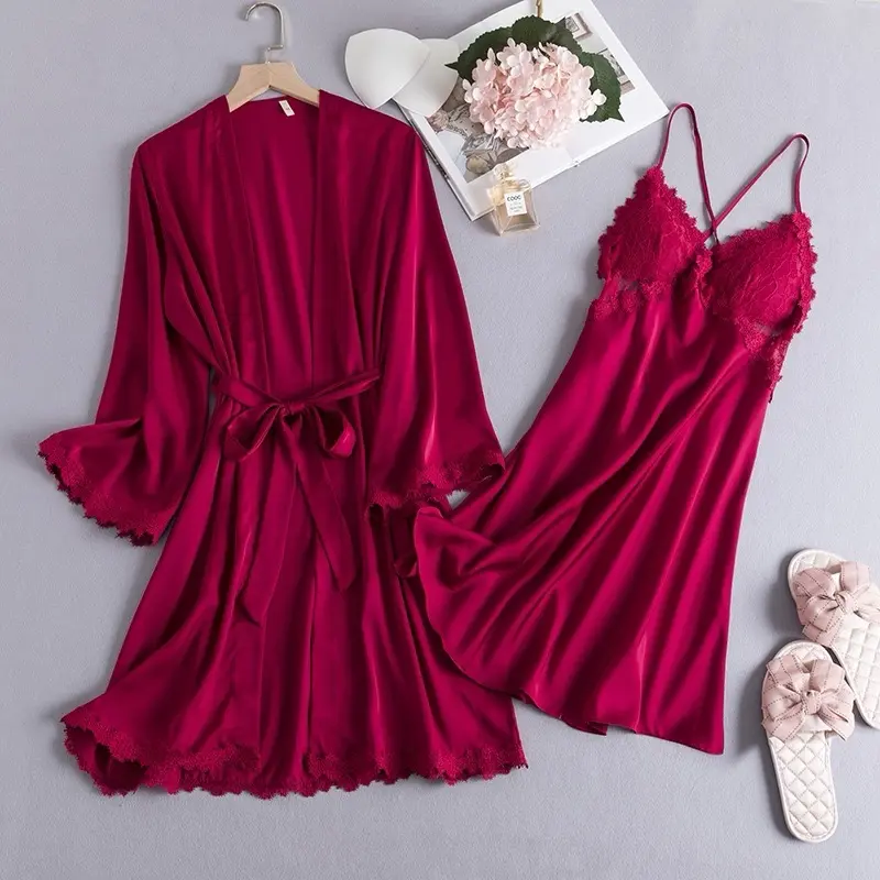 HANA - One Set Kimono Lingerie - Gaun Tidur Wanita - Baju Dinas Istri Satu Set - Dress Tidur Kekinian