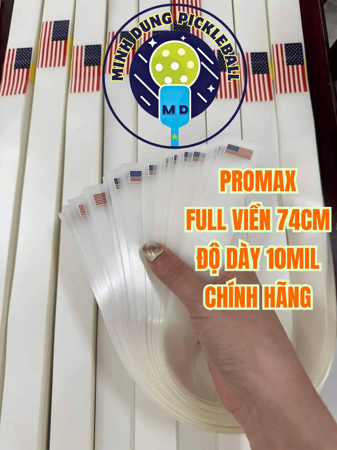 Combo 3c Dán viền vợt Pickleball PPF Full viền 74cm, ProMax 10 Mil, co dãn 4 chiều, cờ Mỹ [Chính Hãng]