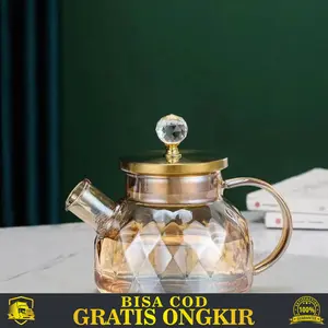 TEKO KACA TEH KOPI PITCHER TAHAN PANAS DESAIN AESTHETIC ELEGANT GLASS
