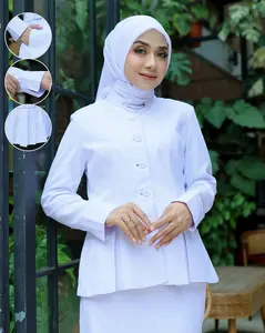 Baju Kerja Seragam Dinas Perawat Putih-Putih Shanghai Susun Wanita Setelan Rok Span/Rok.A/Celana Katun FRee Hijab