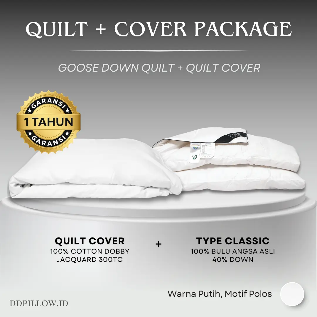 Set Selimut Bulu Angsa Asli + Cover Cotton Polos, Type Classic 40% Down / Duvet / Selimut Hotel