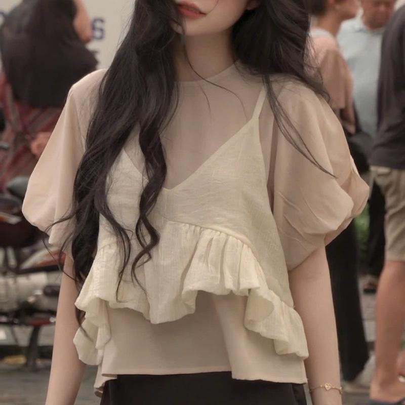   SMOR ROOM  Set áo rời áo tay bồng và áo hai dây INS 