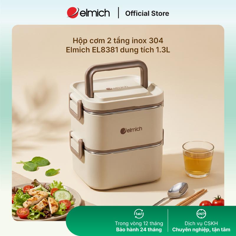 Hộp cơm inox 304 Elmich EL8381 2 tầng dung tích 1.3L