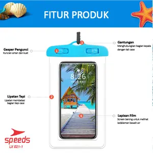 SPEEDS Sarung Hp Tempat Hp waterproof hp Anti Air Cover Hp Handphone Max 7Inch 021-1