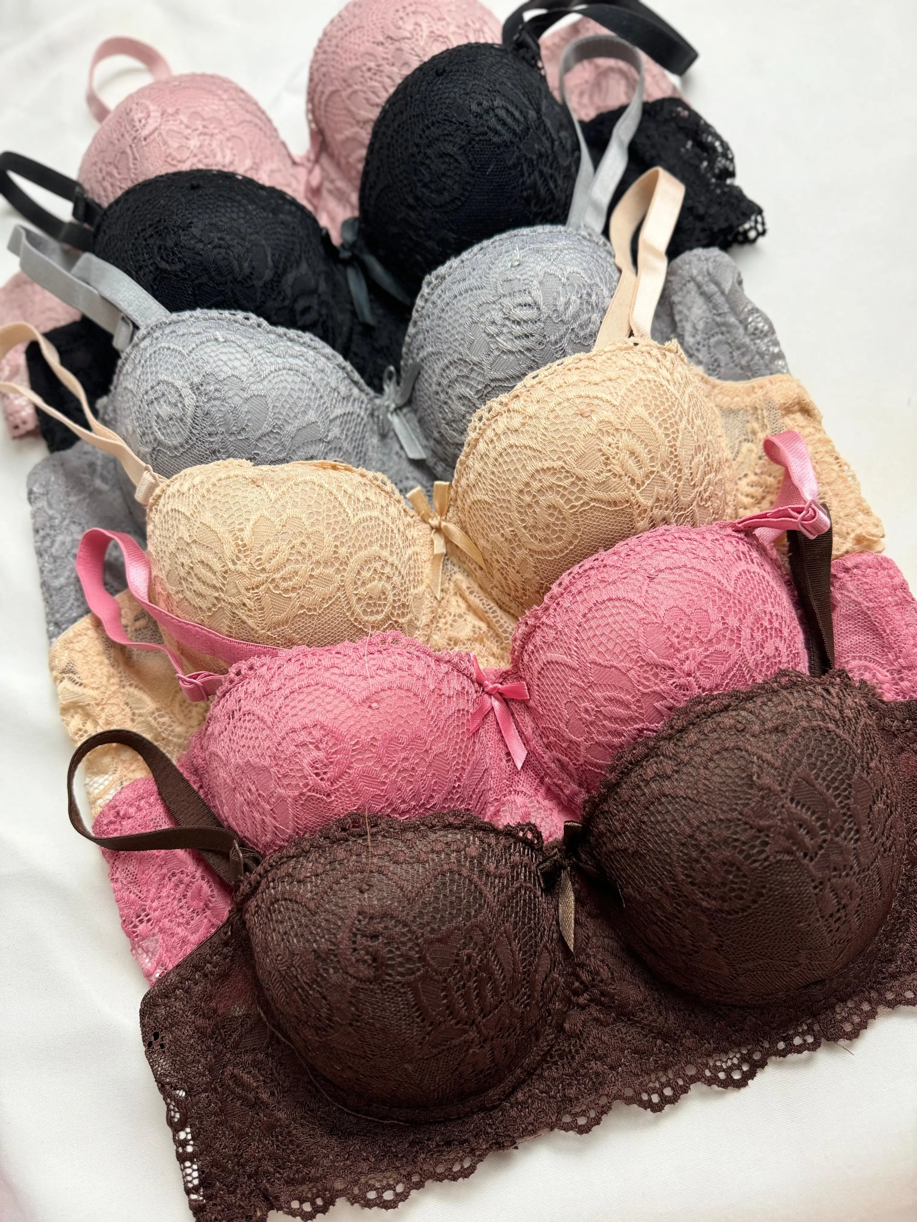 5pcs bh bra kawat brukat/ Cup A / Kait 2 / busa standar paket usaha bahan polister cantik  lembut size 34 36 38 40