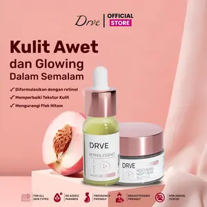 Paket Drve Glowing Set 1 Bundle 2 (Moisturizing Night Cream+ Retinol Essence) Mengadung Niacinamide untuk mencerahkan wajah, anti penuaan dini serta melembabkan kulit wajah Pelembab Pencerah