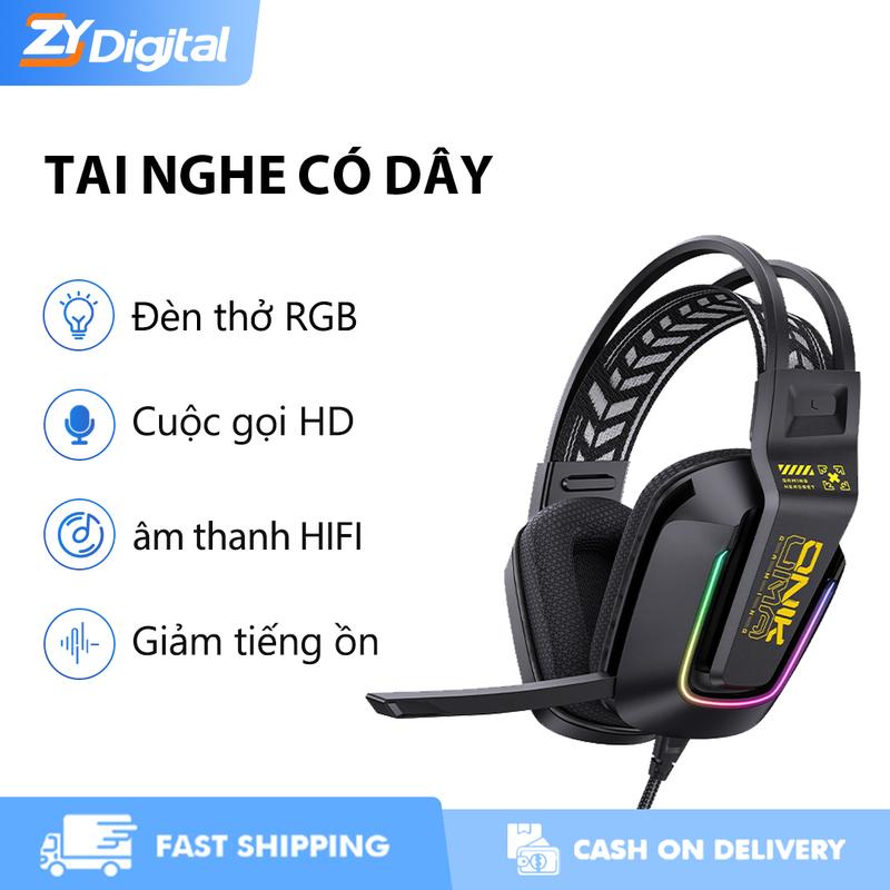 chơi game có dây ZYDigital Onikuma X13 với Micro khử tiếng ồn Âm thanh vòm 3D đèn RGB Nhét Nhạc bluetooth earphones hi phone tai nghe Wireless headphones
