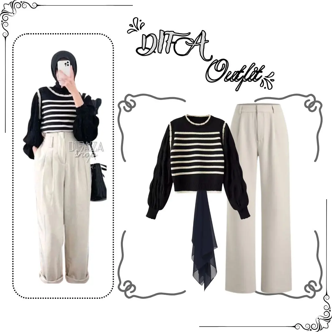 DF 565 - Oneset Kekinian ala Korea {JILBAB, BLOUSE, CELANA} OOTD korean style