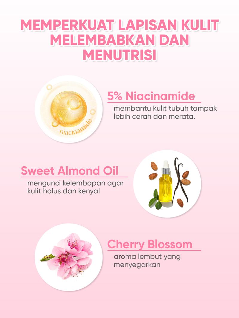 Product Introduction of New Product! Elumor Body Lotion Cherry Blossom Bright Power 200ml | Body Lotion Whitening Kulit Kering Kusam 3