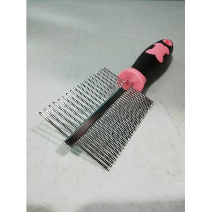Pet Cat Dog Double Grooming Comb XDG030 Pink Sikat Kucing XDG030 Anjing