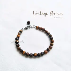LITTLE TWO - Gelang Batu - Vintage Brown ( Tiger Eye Stone ) - Cutting