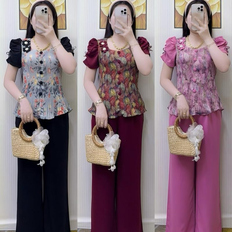 [QUẦN SUÔNG- VẢI MANGO] Set bộ dập ly cổ vuông lục giác quần ống suông chất mango mềm nhẹ mát thiết kế mới mẻ phong cách phù hợp nhiều hoạt động hàng ngày