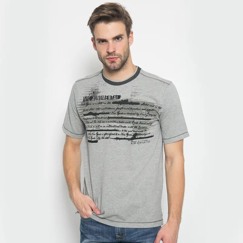 LGS - Regular Fit - Kaos Casual - Gambar Sablon - Abu - CTS.222.M2677.21.C 0