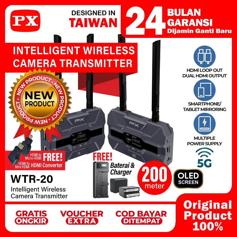HDMI Wireless Video Transmitter Receiver Professional Kamera Monitoring TV Monitor DSLR Mirrorles Wireless HDMI 200 Meter PX WTR-20