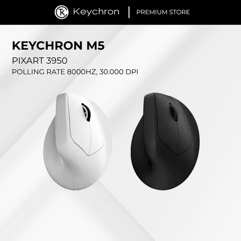 Chuột Công Thái Học Không Dây Keychron M5 PixArt3950 8K Wireless Vertical Mouse 30000 DPI Bluetooth