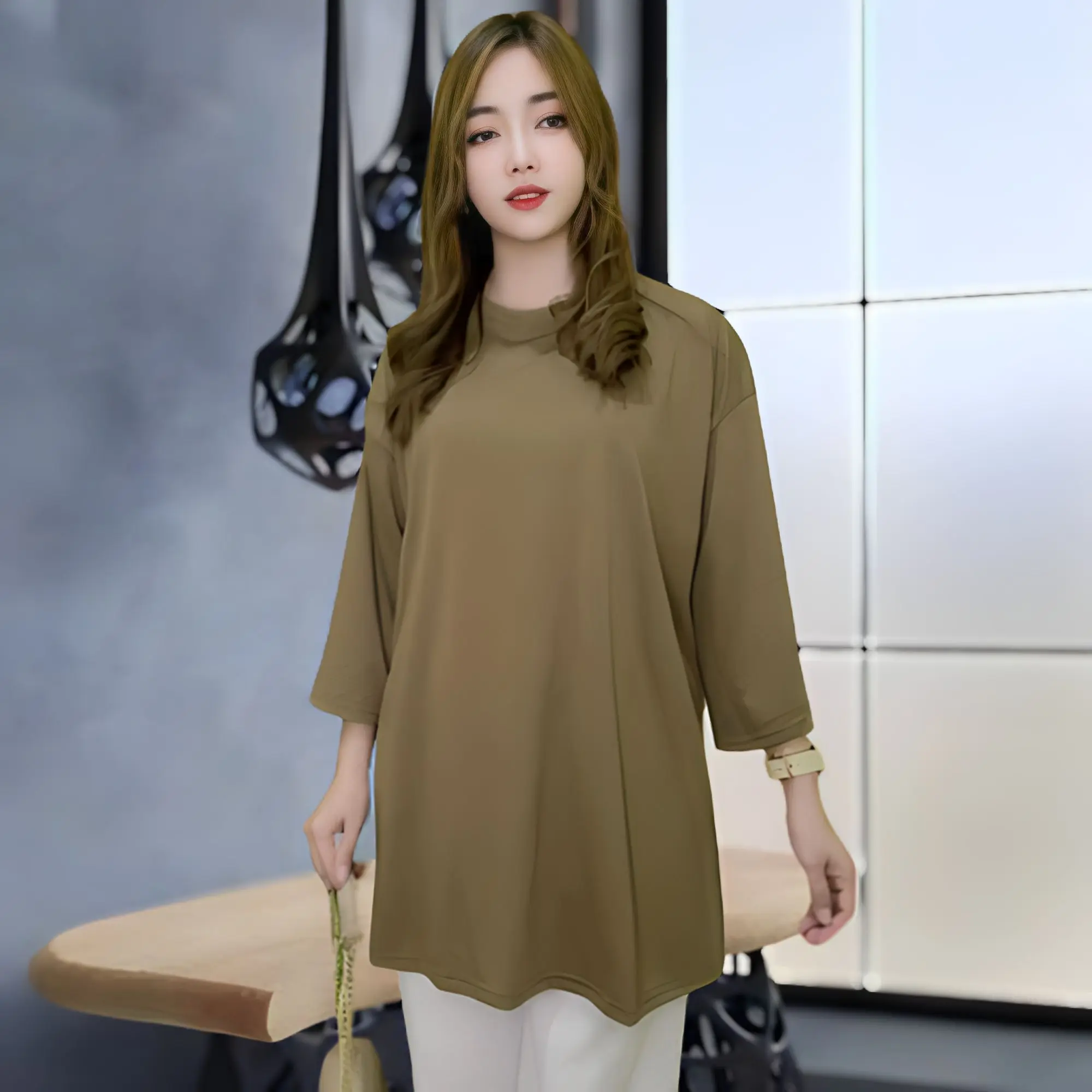 DEWIE ATASAN OVERSIZE LD 130 POLOS BASIC baju wanita  kaos  oblong Panjang Variasi Kombinasi