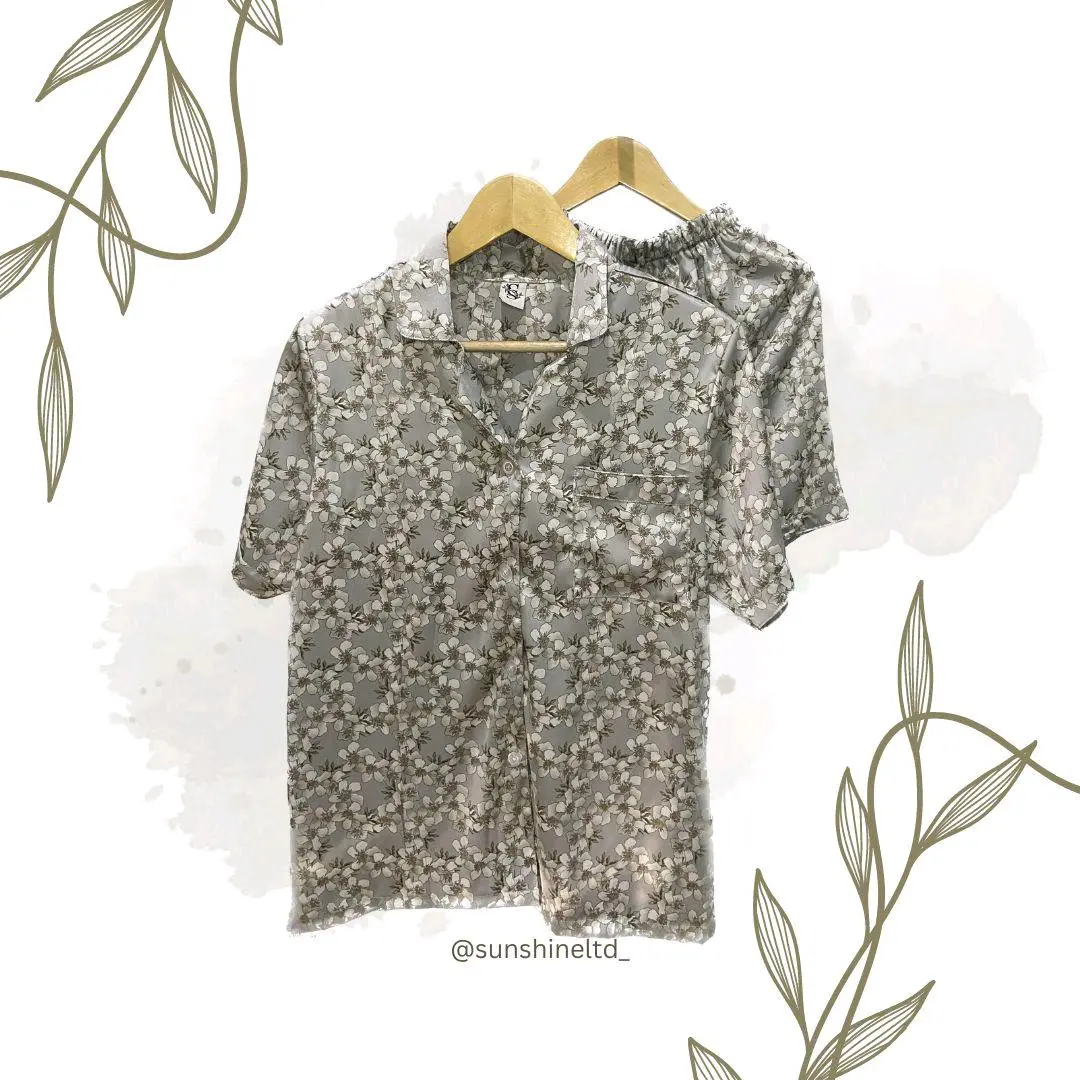 sunshineltd satin allure silk premium silver flower Baju Wanita tidur super Lembut Nyaman