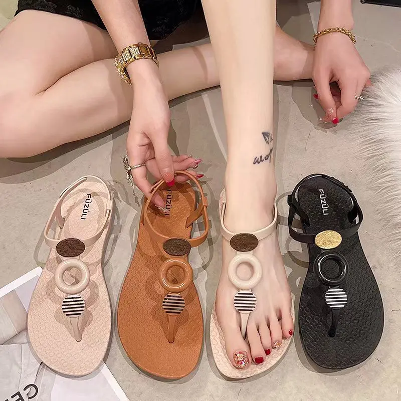PLK TG1606 Sandal Jepit Tali Wanita/Sandal Pantai Cantik Bohemian Bulat 5