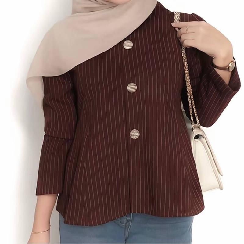 Arika Blouse Stripe Atasan Peplum Wanita Salur Lengan Puff Fit Body Fitted - Blouse Atasan Wanita Panjang Baju Kerja Cewek Casual Arika Blouse Stripe Atasan Peplum Wanita Salur Lengan Puff Fit Body Fitted - Blouse Atasan Wanita Panjang Baju Kerja Cewek Casual