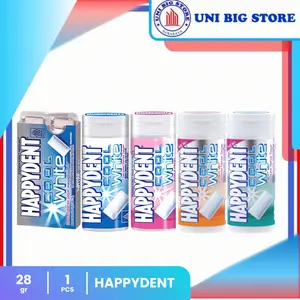 Happydent Chewy Gum Cool White Mint | Tutti Fruti | Blister 28 gr