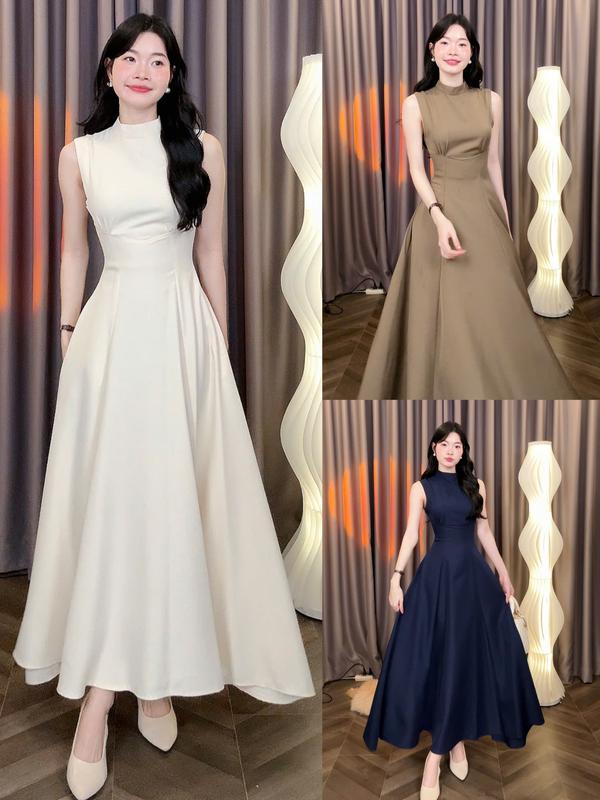 [Đ.42-T] Đầm Cổ Trụ Thiết Kết Nhiều Mảnh Thanh Lịch Sang Trọng (Có Túi) Women Top Dress | Tũm Clothing