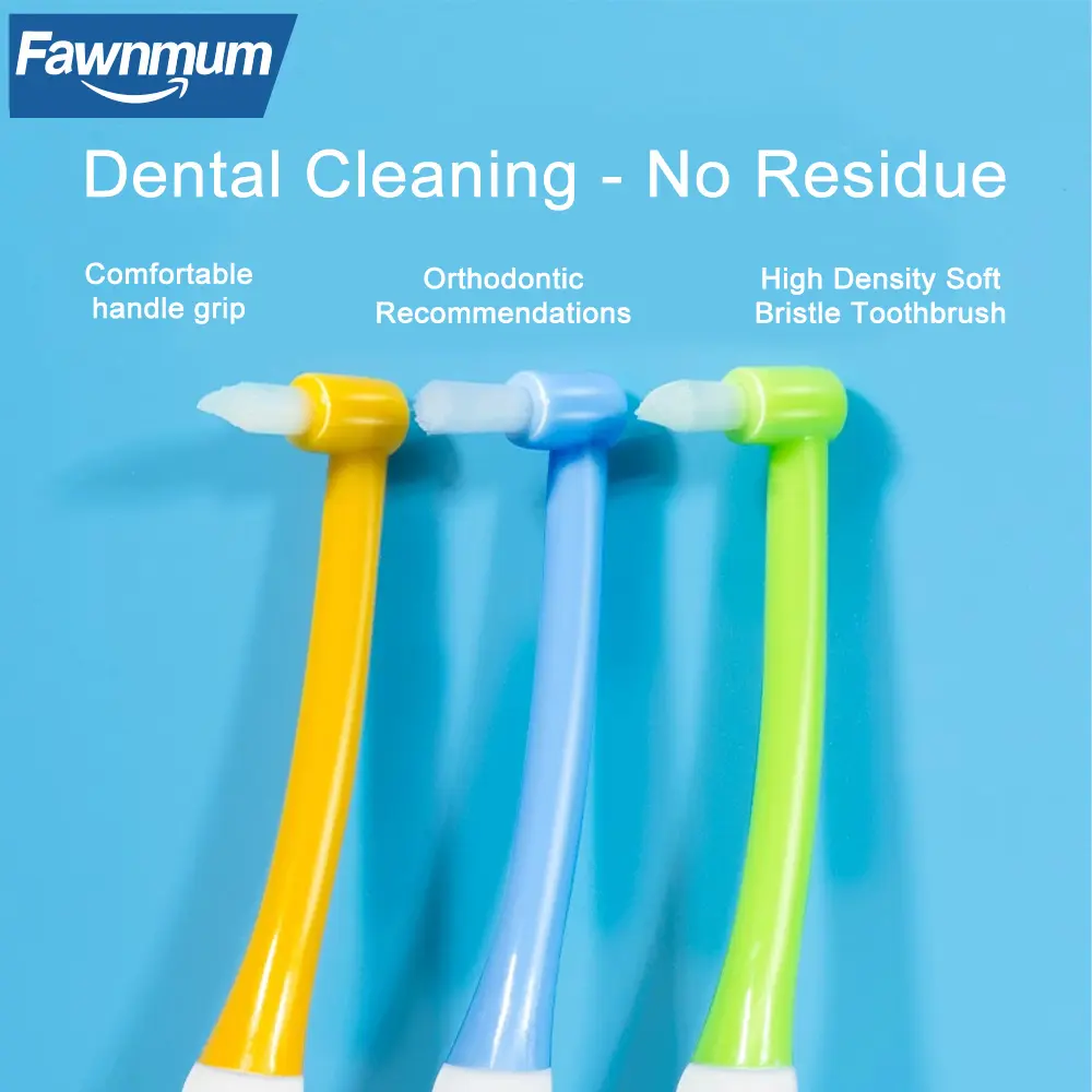 Fawnmum 2PC Dental Orthodontic Toothbrush With Pointed and Flat Head Professional Cleaning Brush Between Teeth Oral Hygiene Tool toothbrush